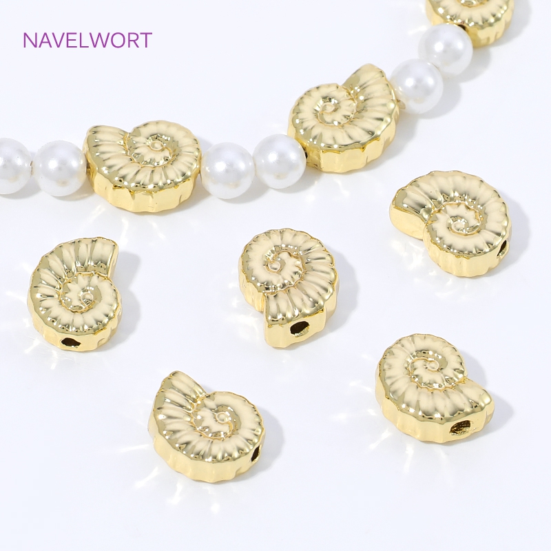 Jewelry Making Items - Cuentas espaciadoras de concha de latón